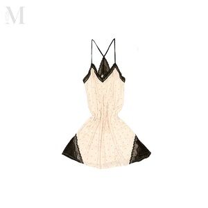 vintage victorias secret babydoll polka dot lace pink nightgown